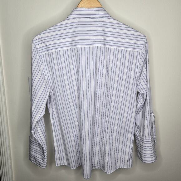 Brooks Brothers Women's Fitted Stretch Non-Iron White Striped Shirt Size 10 - Picture 2 of 9